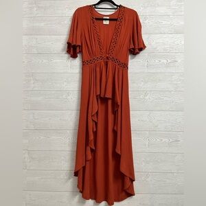 Haute Project L.A. Women’s Coral Maxi Rayon Button Dress Top. Size S